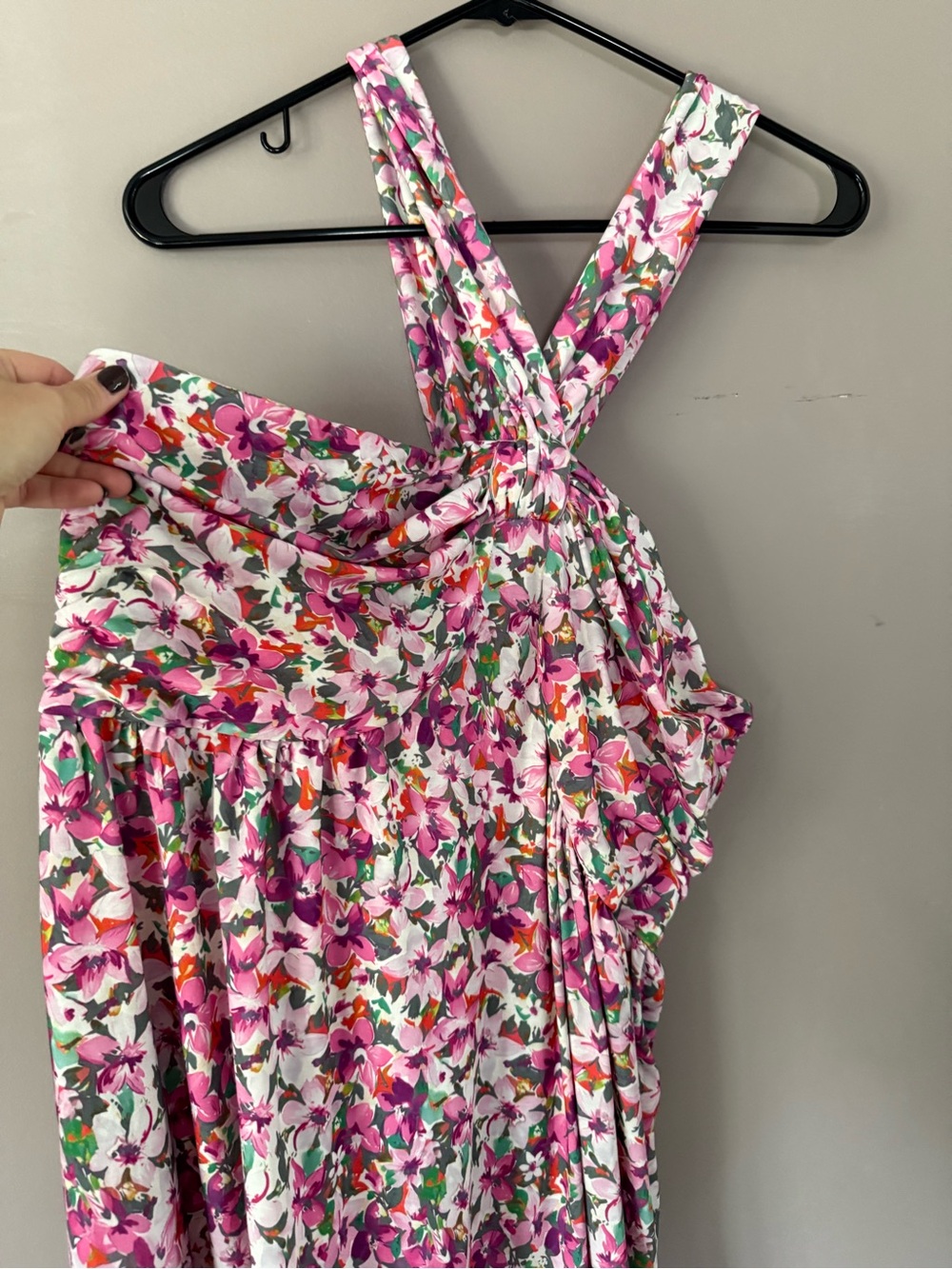 Grace Karin White Floral Pink Cross-Back Sundress